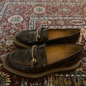 Sam Edelman Brown and Gold Flats with Classic Loafer Design